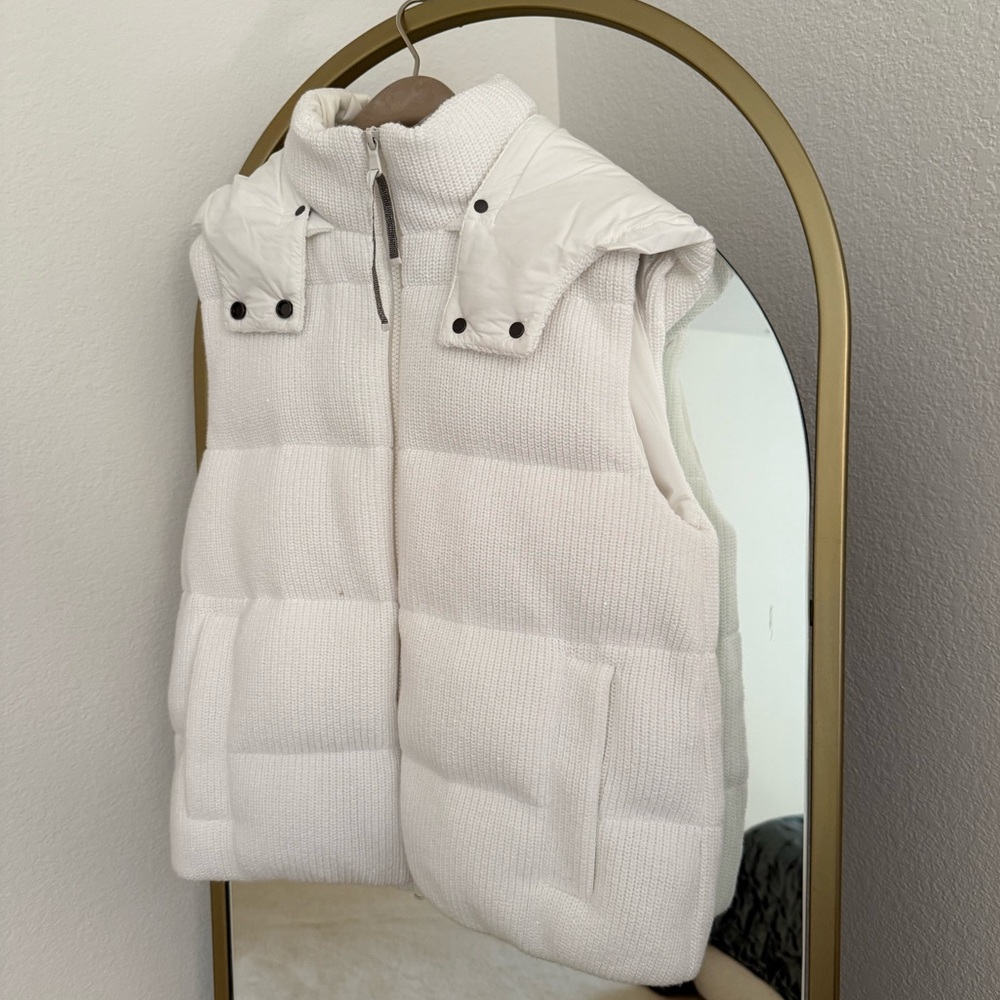 Brunello Cucinelli White Puffer Vest